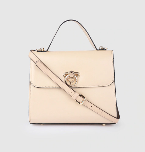Women Beige Structured Satchel